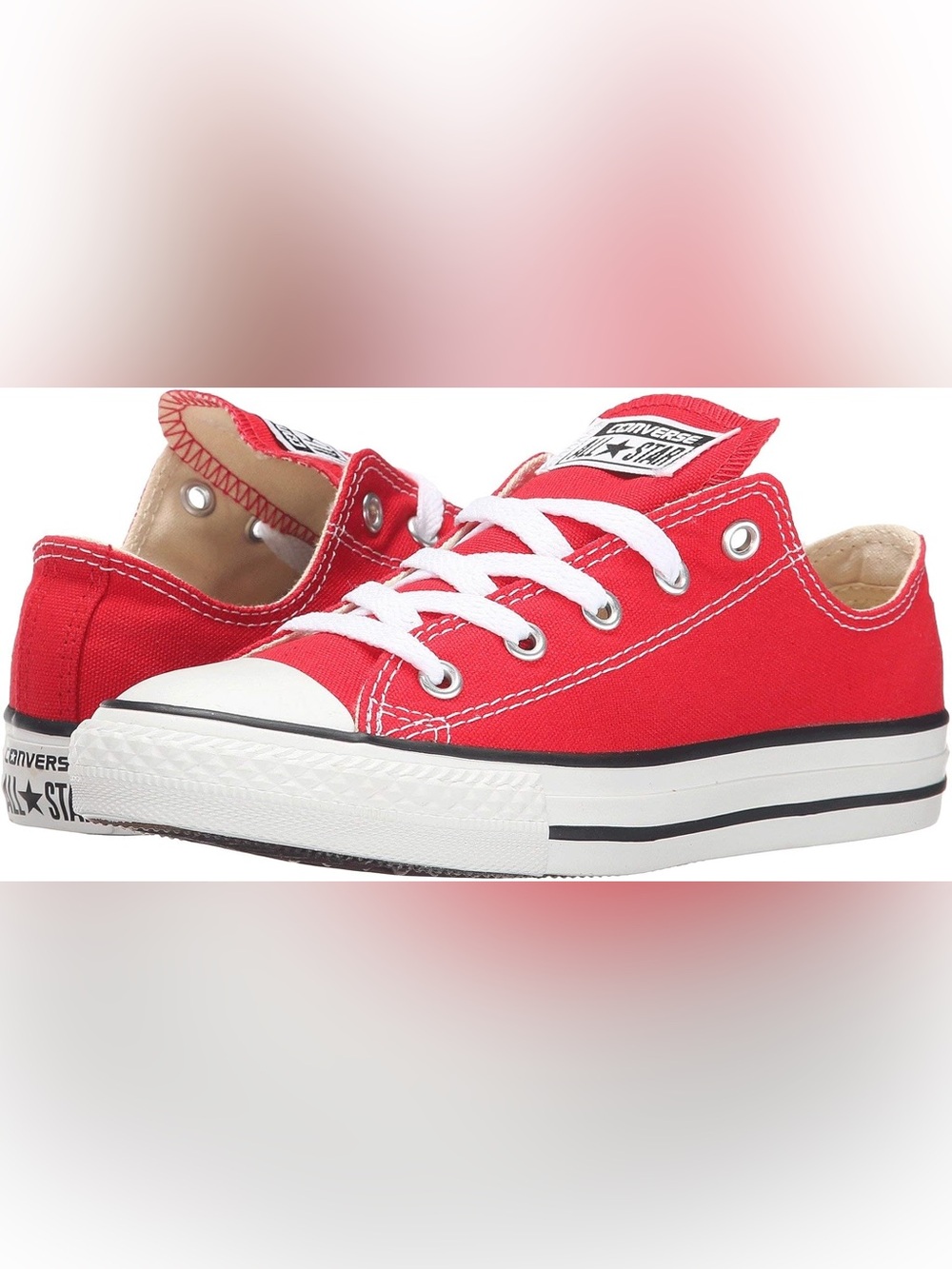 Converse Red Canvas Low-Top Sneakers with White Laces